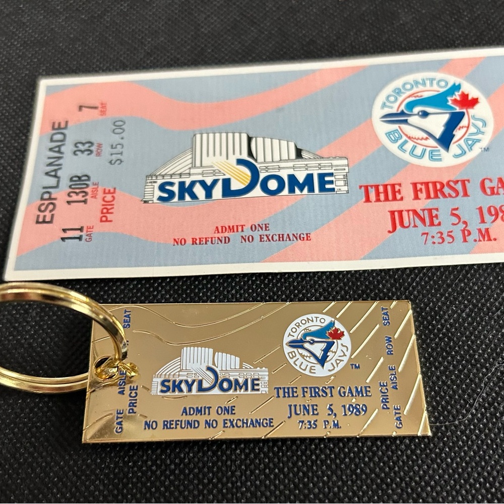 Toronto Blue Jays Commemorative Key Chain Chain and Ticket